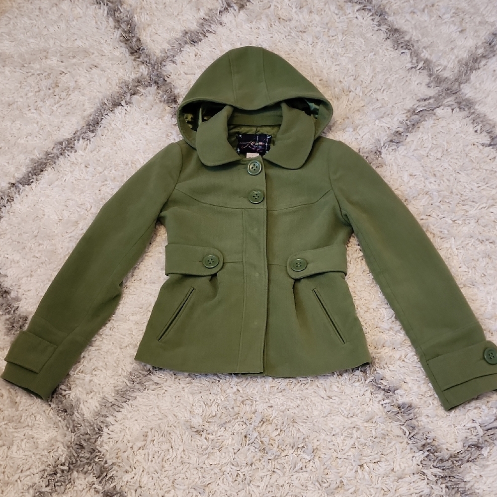 Elegant Olive Green Women's Pea Coat